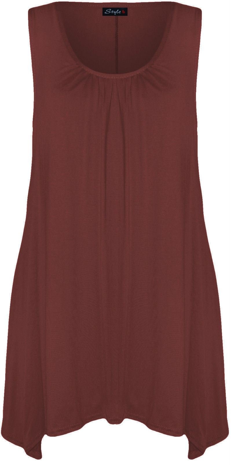 Mustwearit New Womens Ladies Hanky Hem Baggy Summer Casual Long Tunic Vest Top UK Size 8-26 Wine