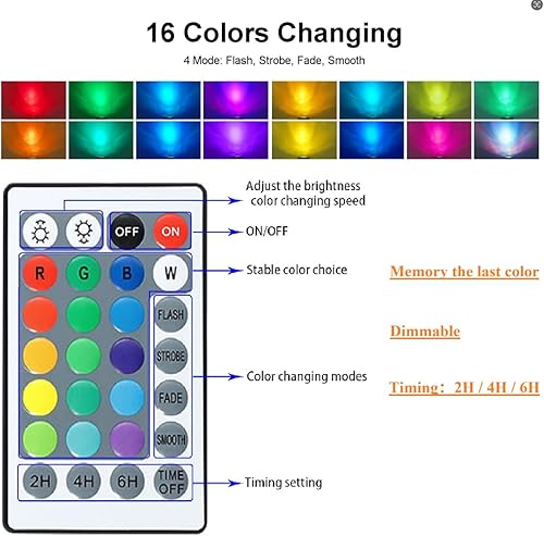 Miniatura 3 de Luces de estanque, luces de fuente subacuática, temporizador de color, regulable, focos LED para exteriores, IP68, impermeable, luz de paisaje para