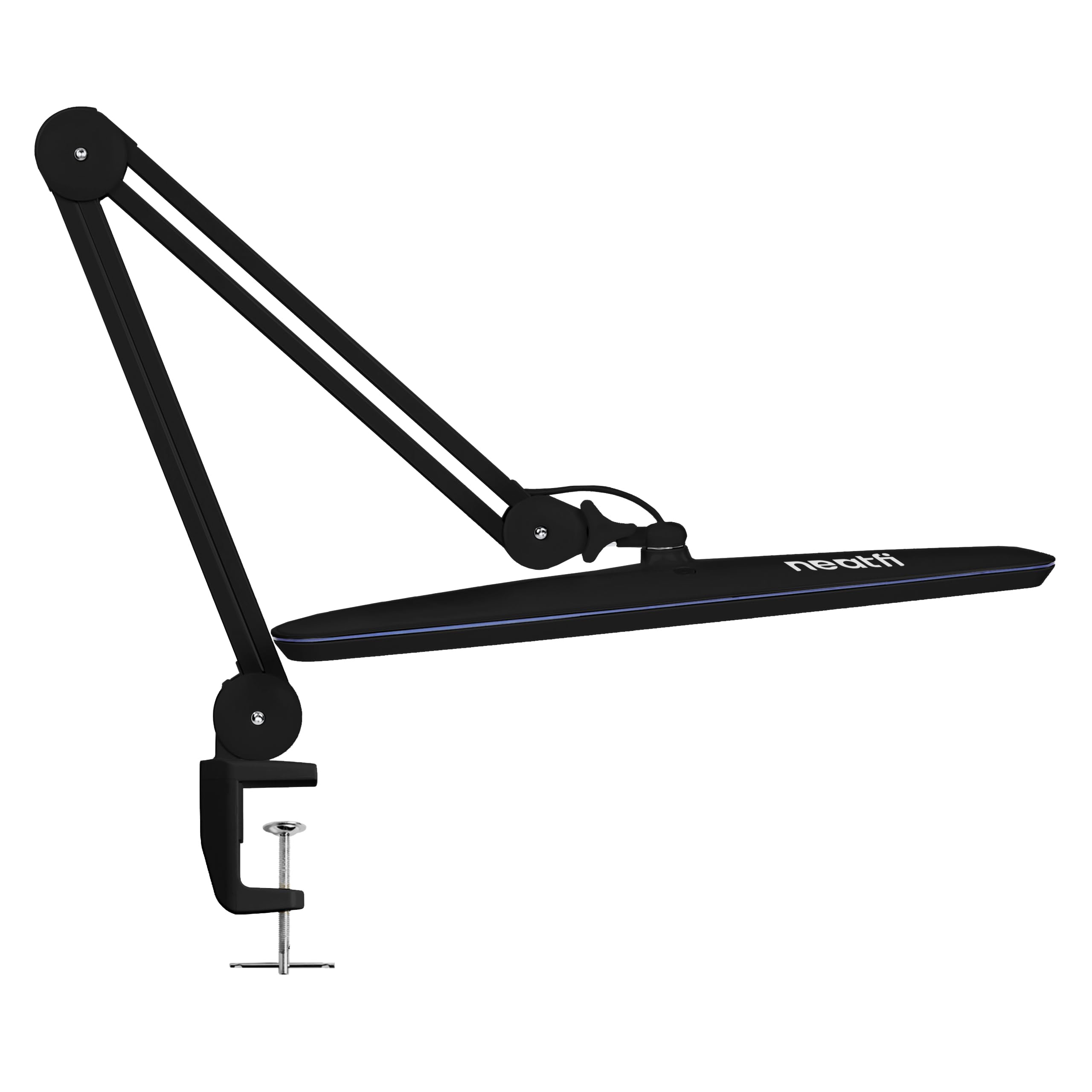 Neatfi XL LED Desk Lamp with Clamp – 2,200 Lumens, 23” Wide, Dimmable Task Light for Office, Study, Crafting & Nail Techs (Non-CCT with Clamp, Black)