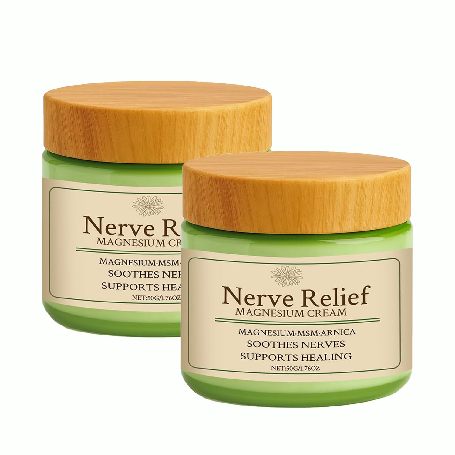 CleJoy 2 Pack Nerve Relief Magnesium Cream with MSM & Arnica, Soothes Nerves & Daily Soothing Support - 2