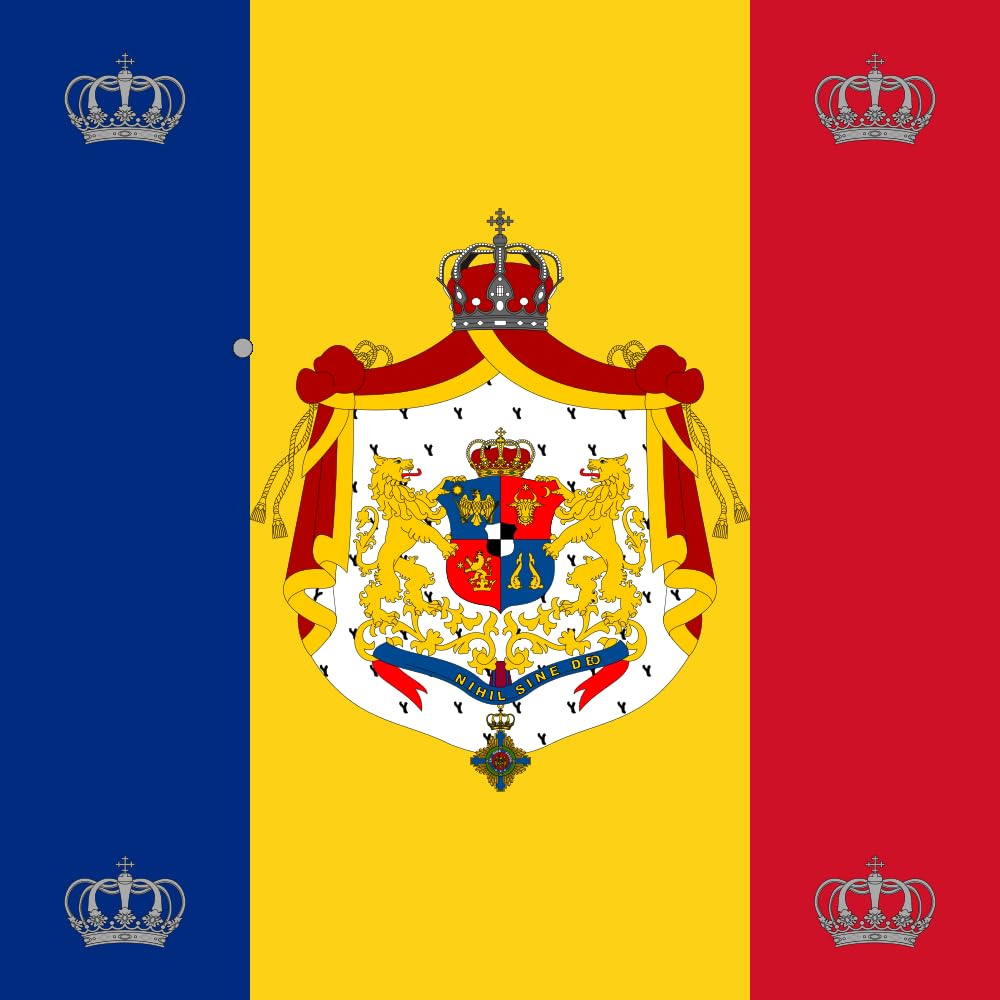 Drapeau XL Royal standard of Romania 1881 textile haute qualité