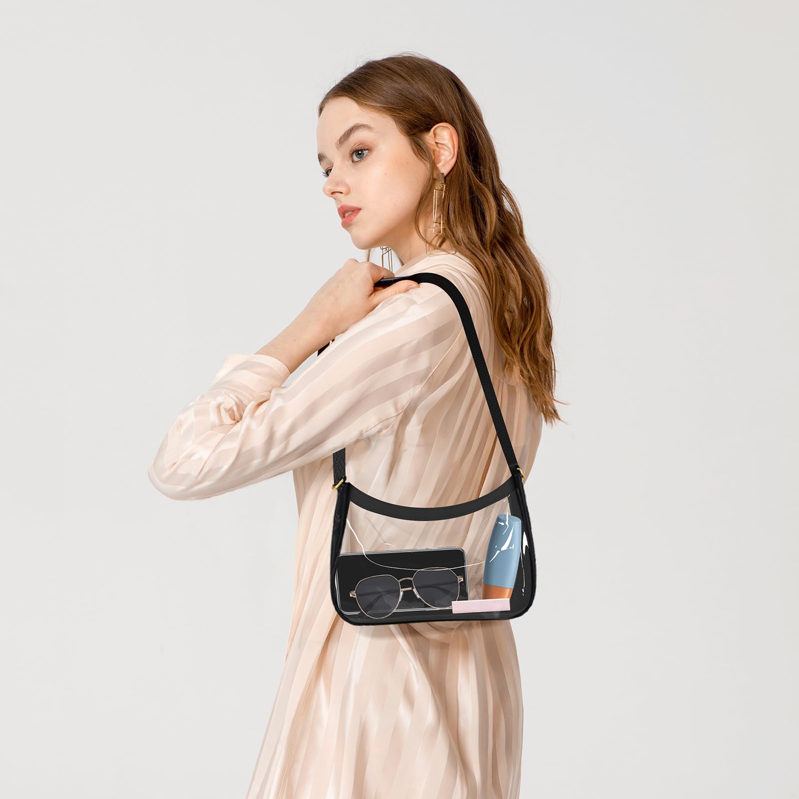 MOETYANG Transparente Tasche für Stadionveranstaltungen, durchsichtige Geldbörsen für Damen, Stadion-Crossbody, karierte Konzerttasche, Schulterhandtasche