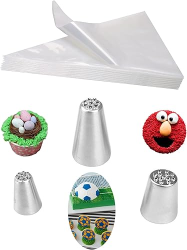 Puntas de glaseado de césped con bolsas desechables de 12 pulgadas, juego de decoración de pasteles para hierba, cabello, piel y más