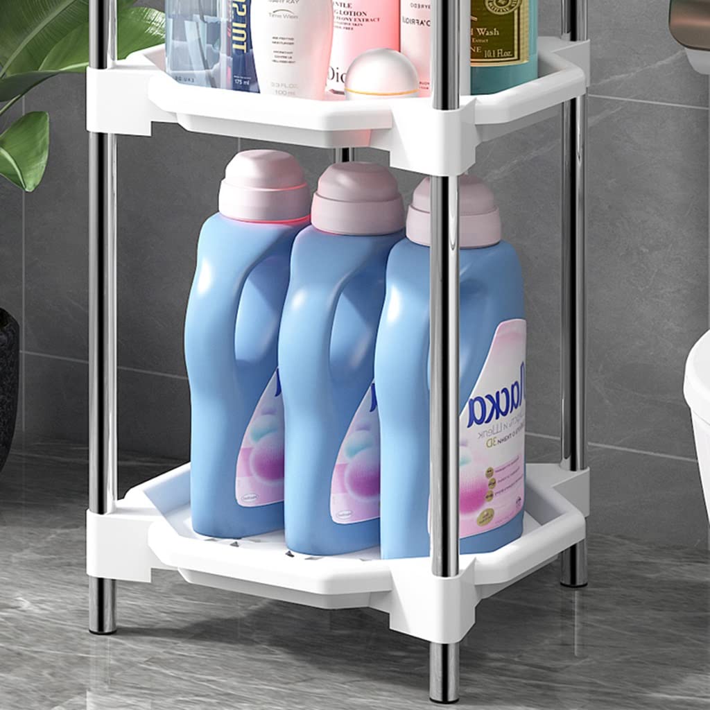 鏡付きシェルフ Amazon｜360°回転ミラー付き洗面台棚、3段収納棚、フック2個、床から