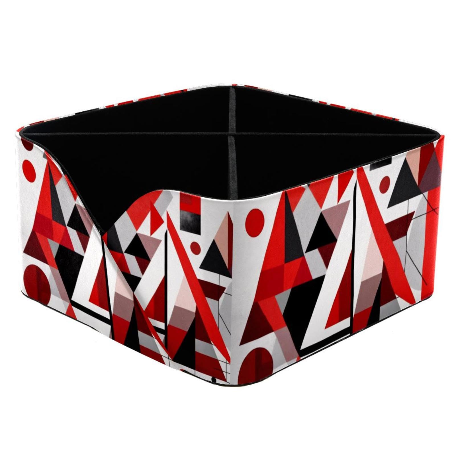 Porte-stylos rectangulaire et organiseur de bureau à motif géométrique abstrait rouge