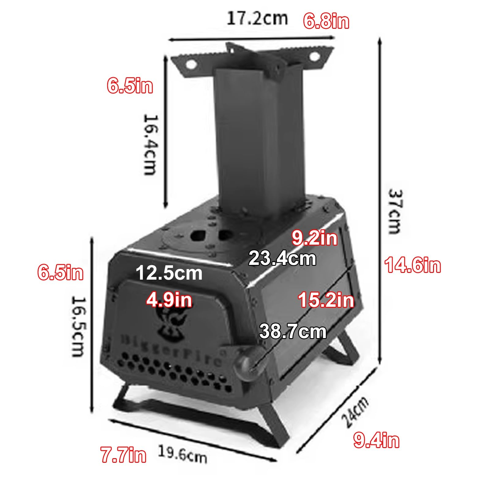 Cucina Economica a Legna Finestra di Osservazione Visiva con Portapentole Mini Stufa a Legna da Campeggio con Gambe Adatto per Campeggio e Attività All'aperto(A,15 * 24 * 31.5cm)