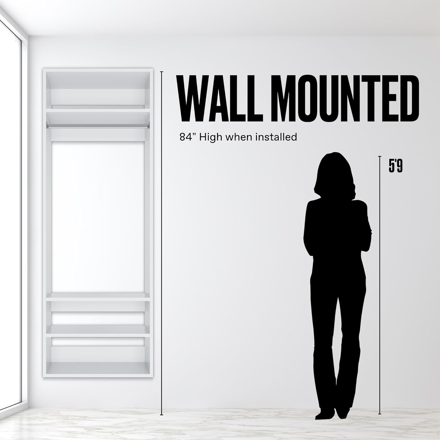 Hanging Closet Unit With Shelves - Modular Closet System For Hanging - Corner Closet System - Closet Organizers And Storage Shelves (White, 31.5 inches Wide) Closet Shelves