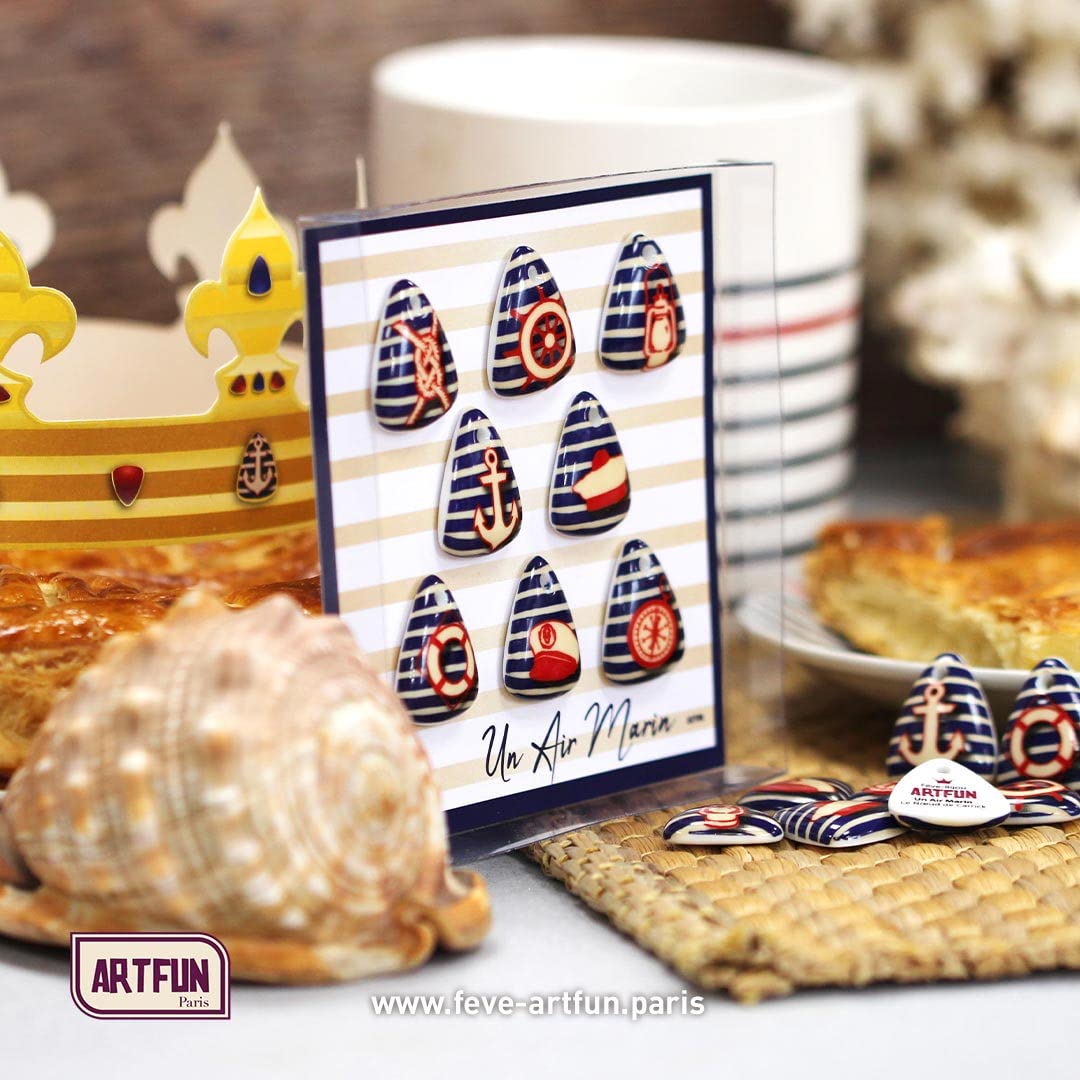 ArtFun Coffret de FEVES galette des rois porcelaine Un Air Marin pour une Epiphanie Premium