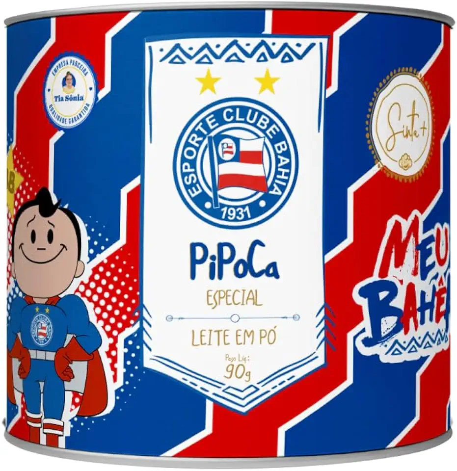 Sinta+ Pipoca Gourmet Bahia com Leite em Pó, Sabor Suave, Lata 90g, Grãos Selecionados Crocantes