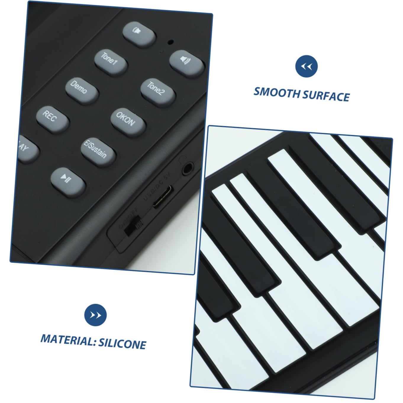 Pianoforte Pieghevole Elettronico in Silicone a 61 Tasti Portatile in Regalo Nero 128 Ritmi e Funzione di Programmazione per Ragazzo Ragazza