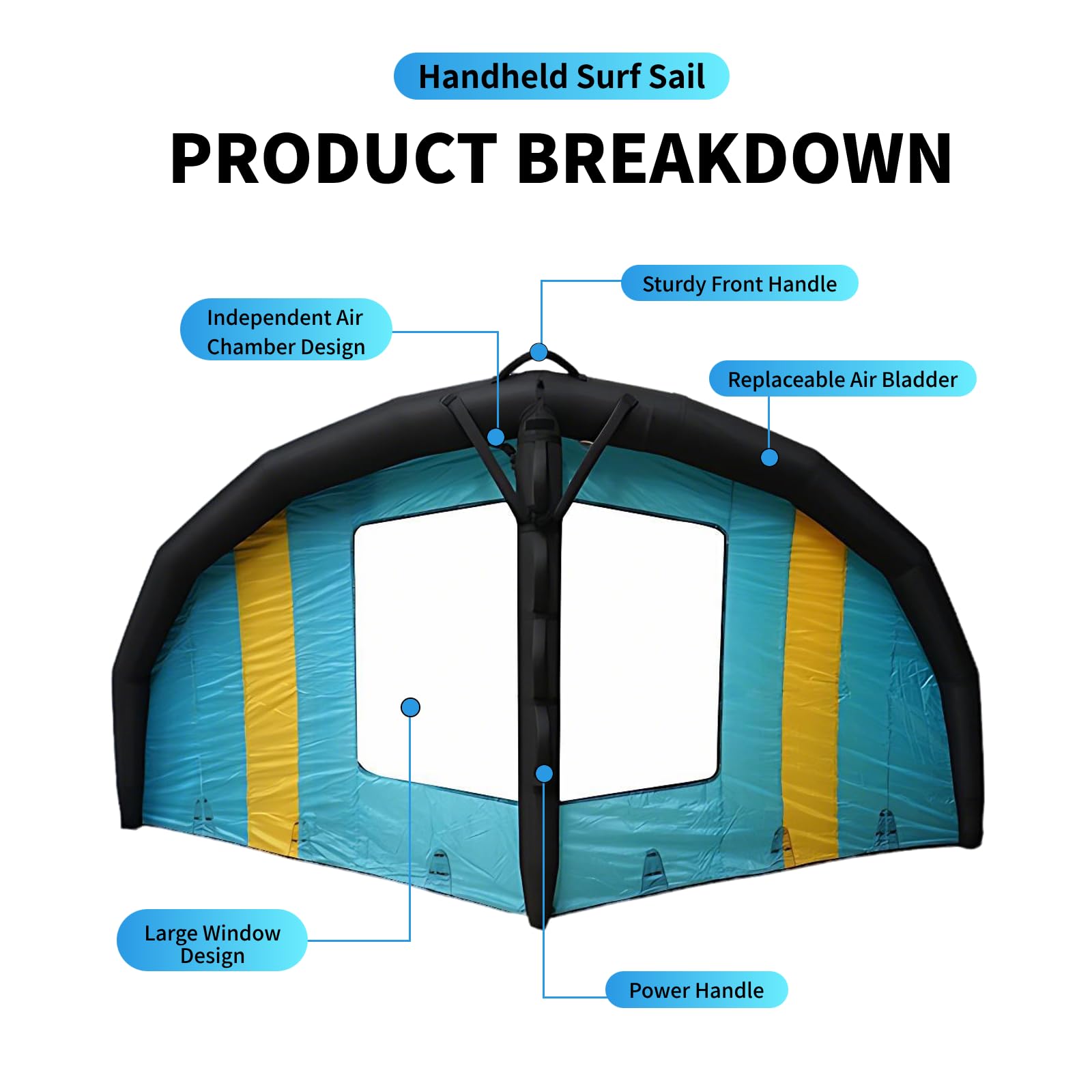 ala Hinchable para Kite Surf, ala Hinchable con Ventana, Opciones 4/5/6 M², Ventana Clara De TPU, Fácil Maniobrabilidad para Principiantes En Agua O Nieve 4㎡