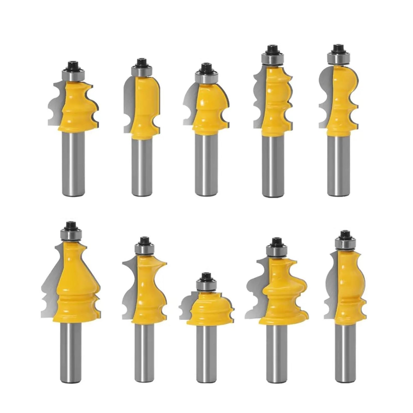 Juego de brocas for fresadora de pasamanos, moldura arquitectónica, vástago de 12 mm, 1 unidad o 10 unidades, base de carcasa, fresa de cara for carpintería CNC(10PCS 12mm shank)
