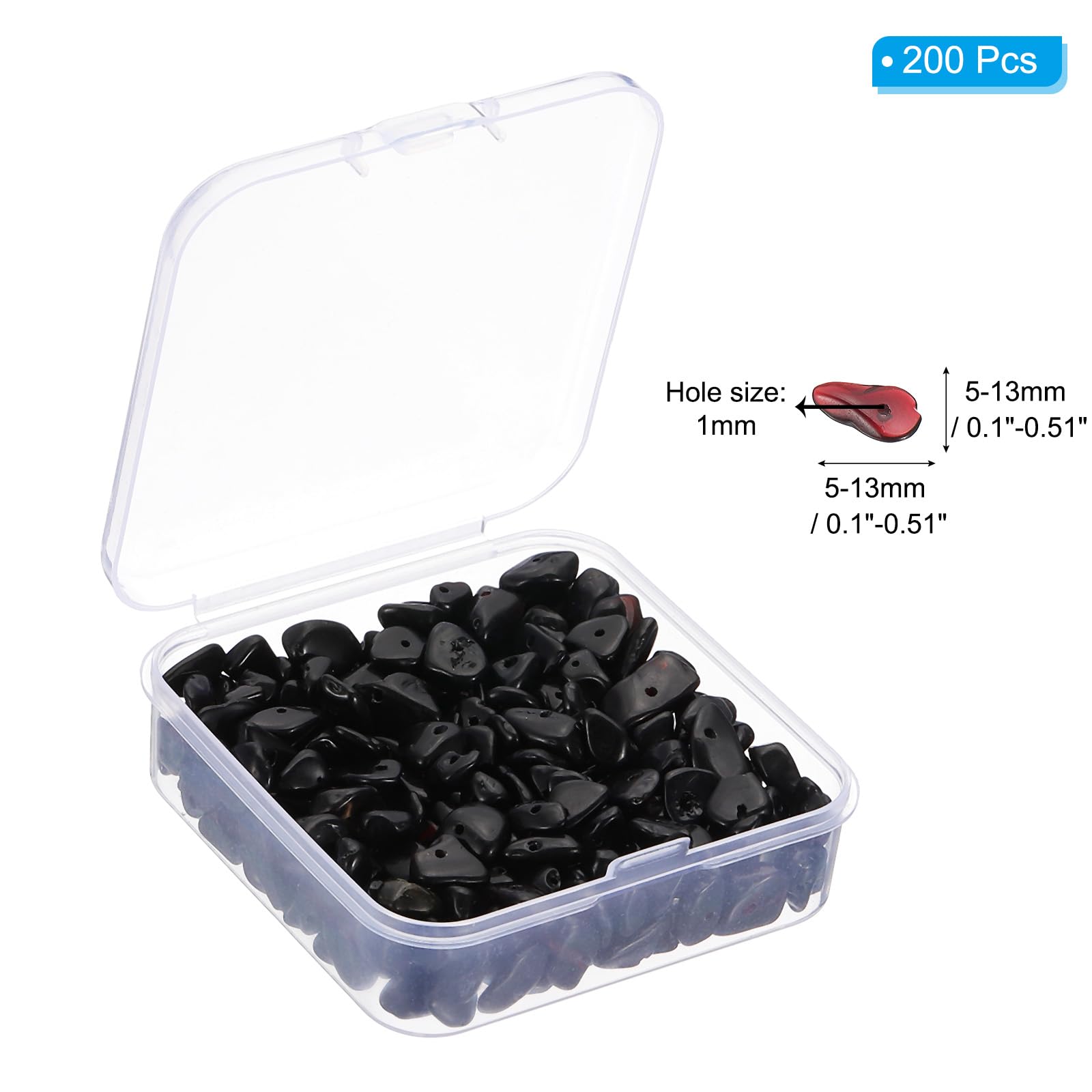 PATIKIL Chip Stone Natural Rock Beads Loose Gemstone Beads Drilled Strand for Jewelry Craft Making 1set/400pcs, Black - Image 2