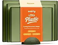 SMIRLY Plastic Cutting Board Set With Holder, Dishwasher Safe Plastic Cutting Boards Set for Kitchen, Cutting Boards for Kitchen - Plastic Chopping Board Set