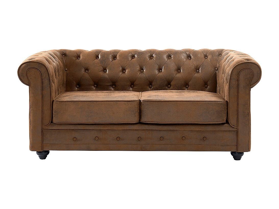 Chesterfield - Sof√° de 2 plazas (microfibra, aspecto envejecido)