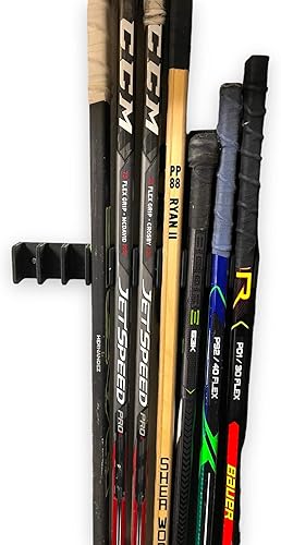 Soporte de pared para palos de hockey de 10 palos  Organizador de palos de hockey sobre hielo  Senior  Organizador de palos de hockey con capacidad