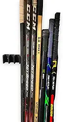 Suporte de parede para taco de hóquei com 10 tacos | Organizador de taco de hóquei no gelo | Sênior | Organizador de taco de hóquei comporta até 10 tacos | Inclui parafusos de montagem pretos