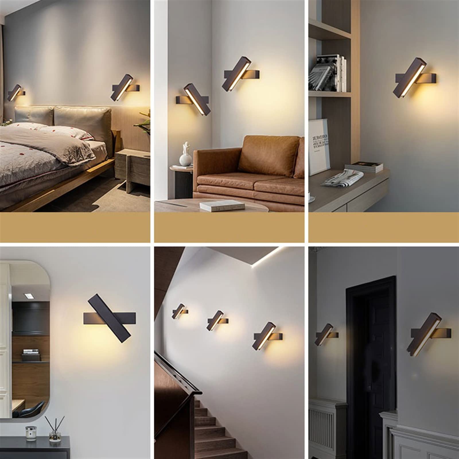 Kinkiety ścienne Lampka nocna do sypialni Minimalistyczne i nowoczesne oświetlenie wewnętrzne z obrotowym oświetleniem korytarza schodów