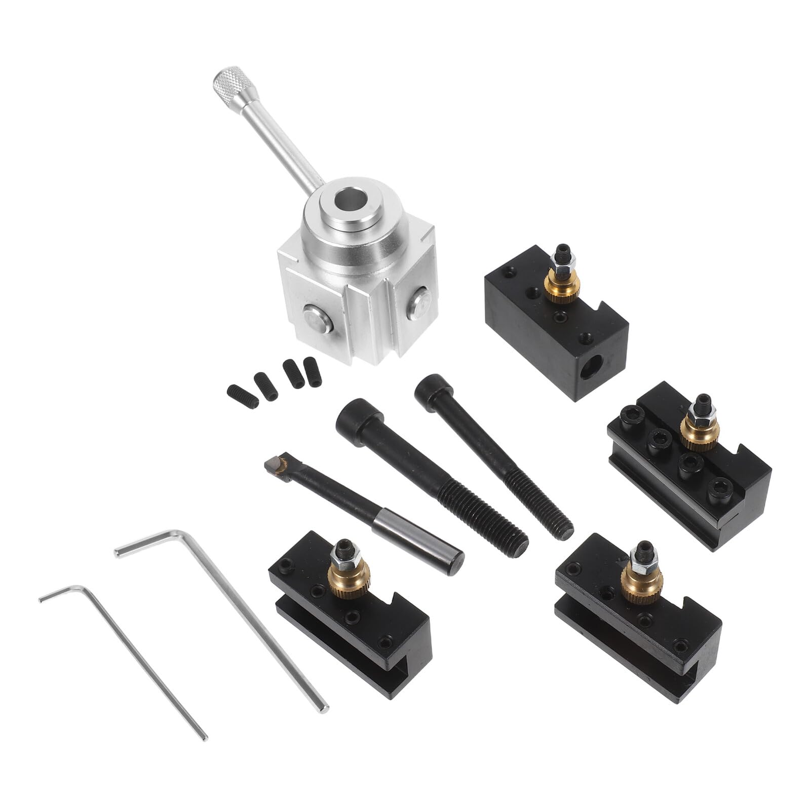 Hemobllo Set Portautensili per Tornio Mini 8 Pezzi in Lega di Alluminio Cambio Rapido Portainserti per Lavorazione Metalli Accessori per Piccoli Torni per Officine Professionali e