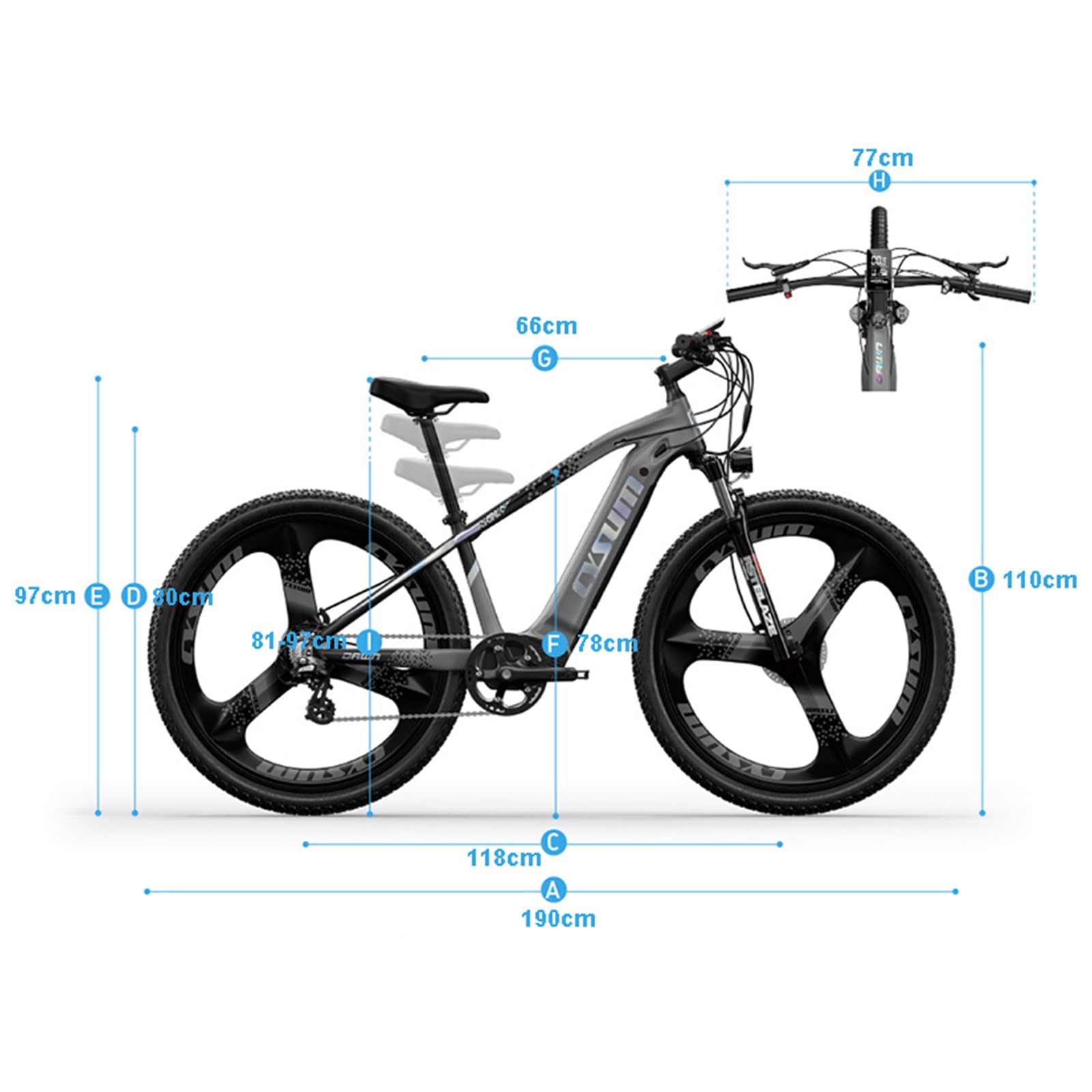MTB bicicletta elettrica montagna adulti, 29" off-road electric bike, bici elettrica fuoristrada uomo, 75Nm unisex mountain ebike, Li-batteria rimovibile 48V 14Ah gamma 90-120km