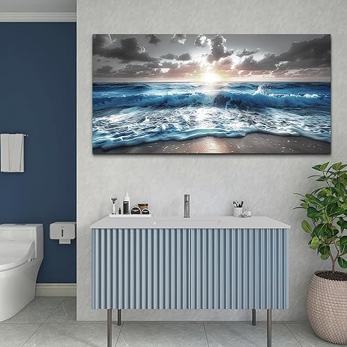 Miniatura 4 de hyidecorart Imágenes de pared enmarcadas, arte de pared para sala de estar, lienzo decorativo de pared para oficina, sol, playa, pintura,