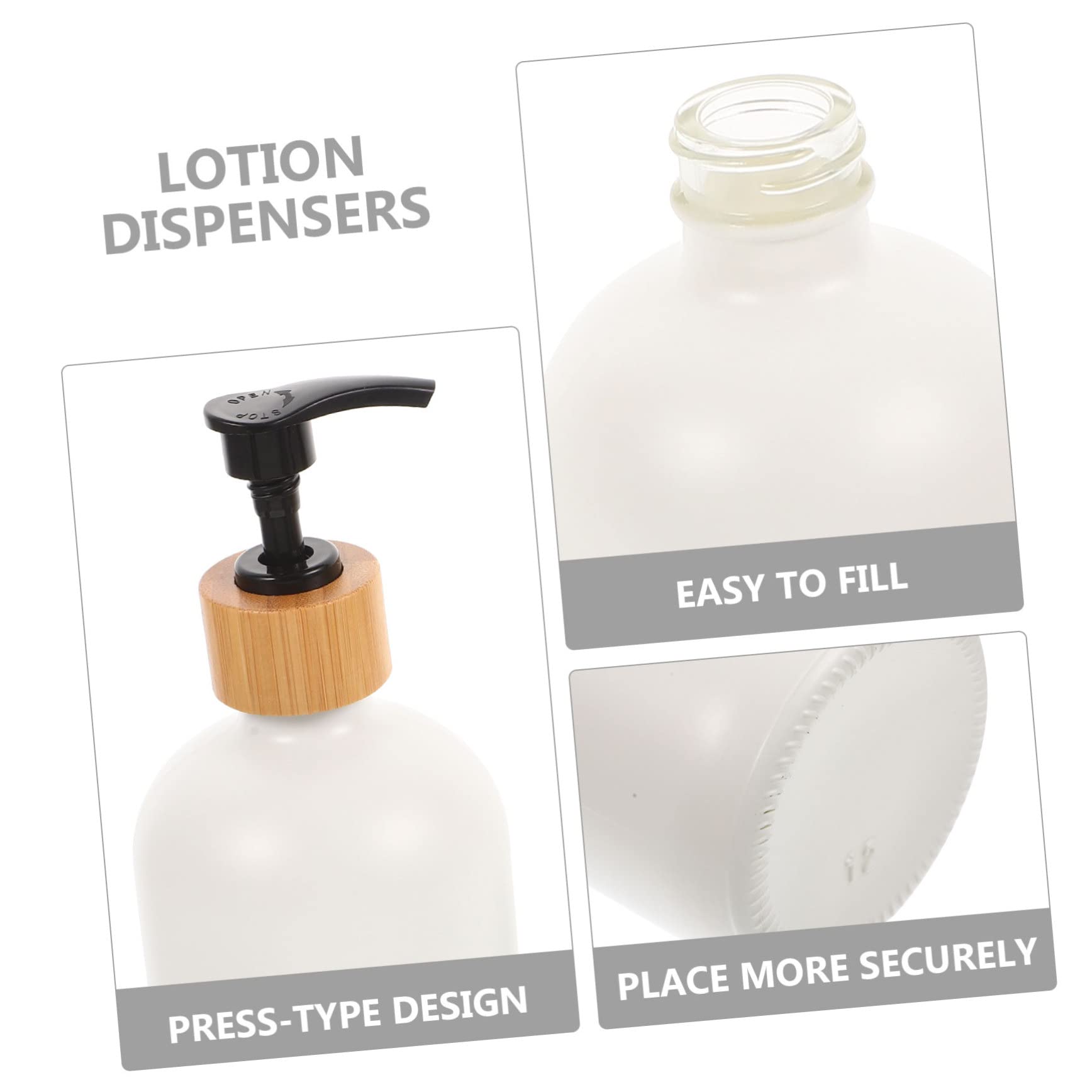 WOONEKY Dispensador de Jabón de Vidrio 2 Piezas, 500ml, Recargable y Reutilizable, para Baño y Cocina, Superficie Pulida