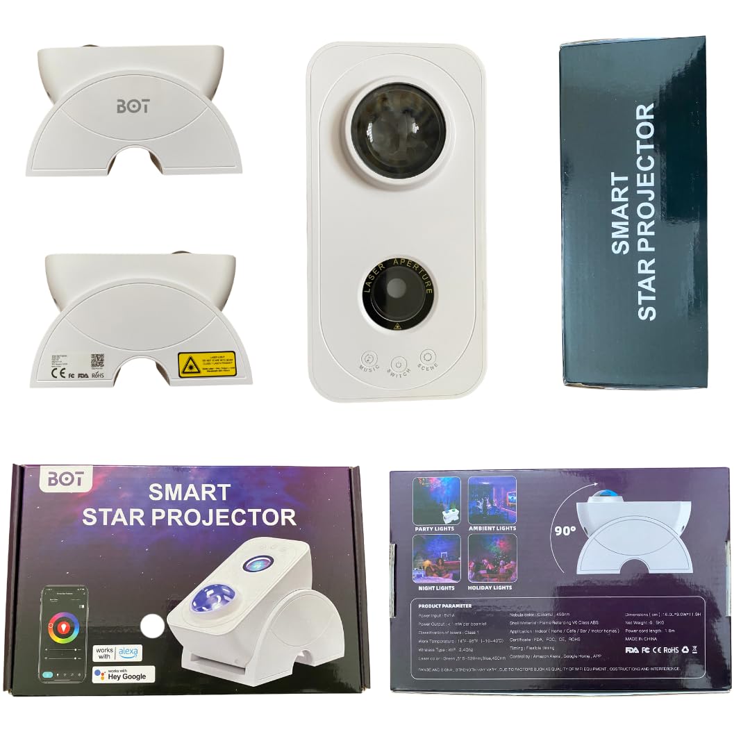 BOT Aurora - Proyector de luz boreal S3 - Proyector de cielo estrellado para adultos. Lámpara aurora con Alexa y control de aplicación. Proyector de luz de estrellas con WiFi y temporizador.