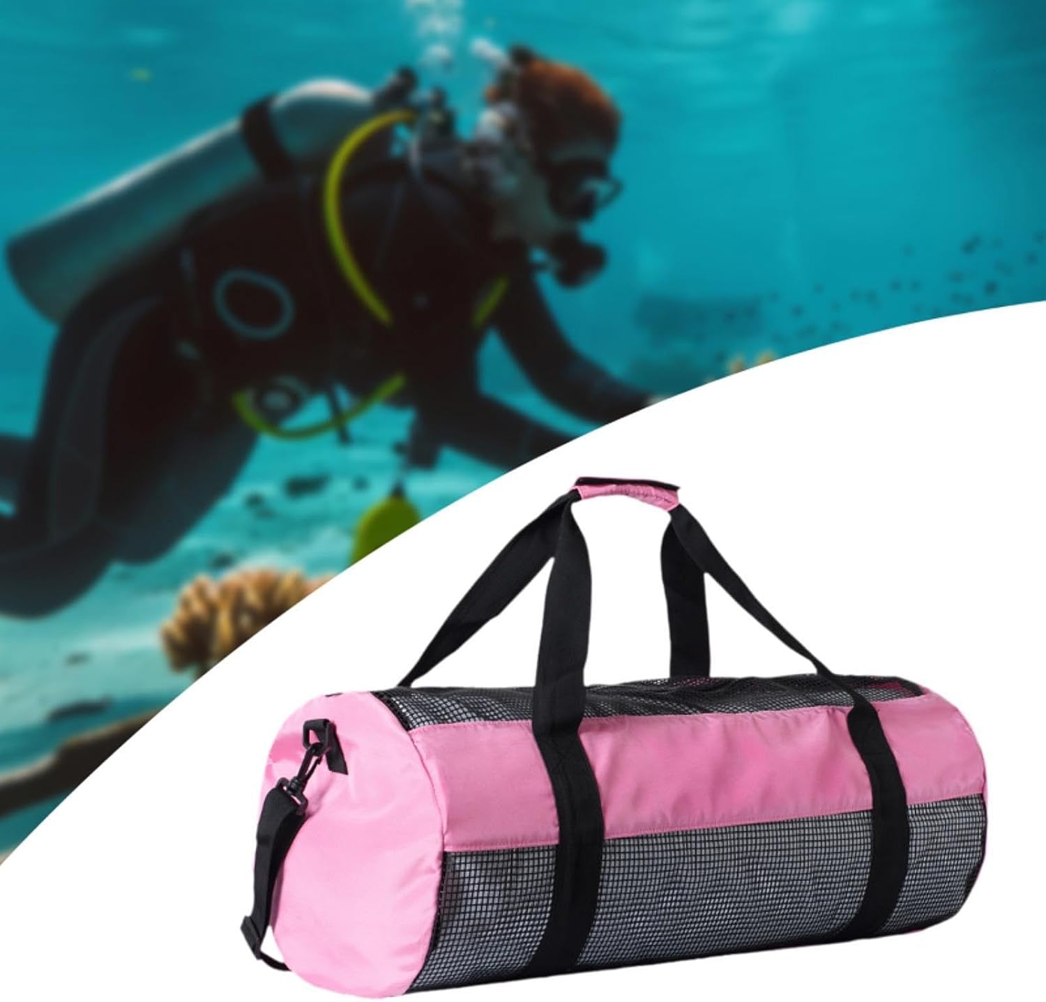 Mesh Diving Duffle Bag Equipment,Zipper Dive Duffel Bag, Diving Gear Tote for Beach Water Sports Underwater Surfing,