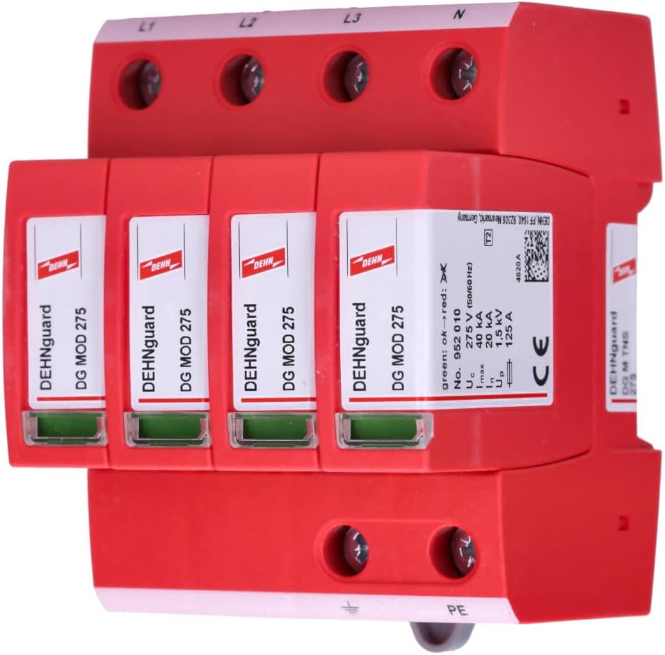 DEHN DG M TNS 275 Multi-pole Surge Arrester Guard, Red, Size M, Type 2