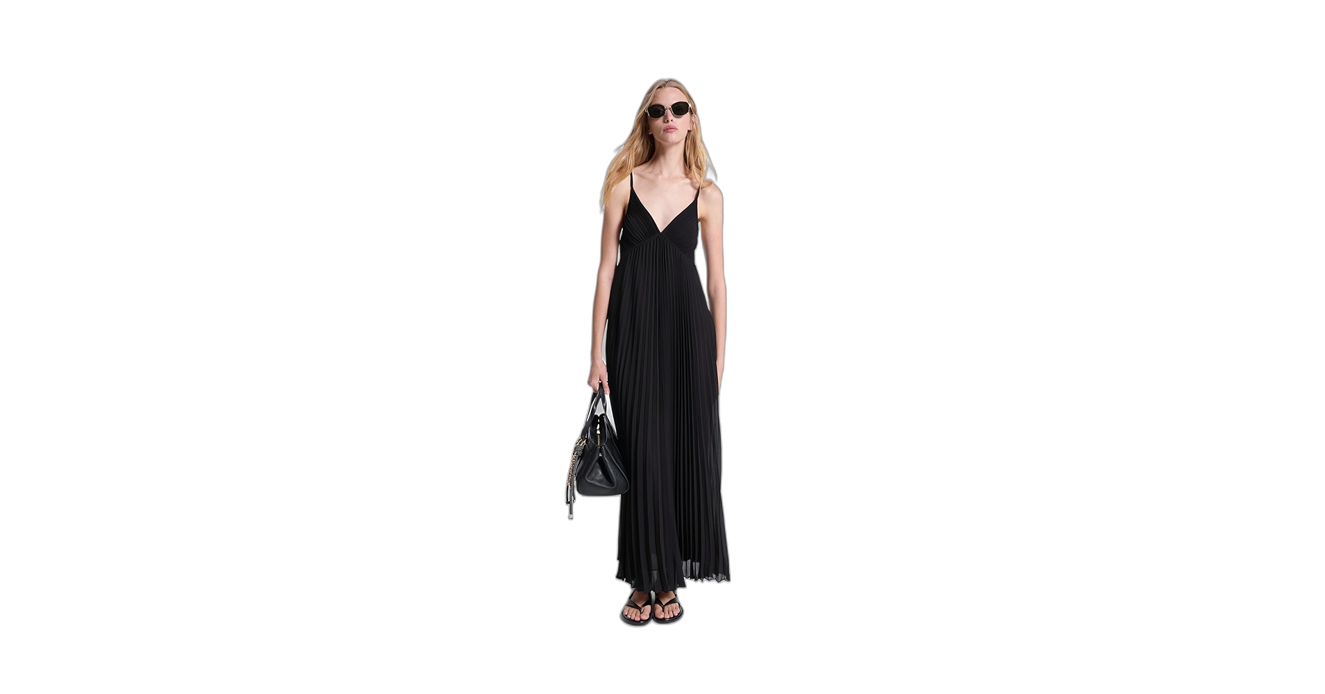 Michael Kors Women's Maxi Pleated Slip Dress, Black, XXS at