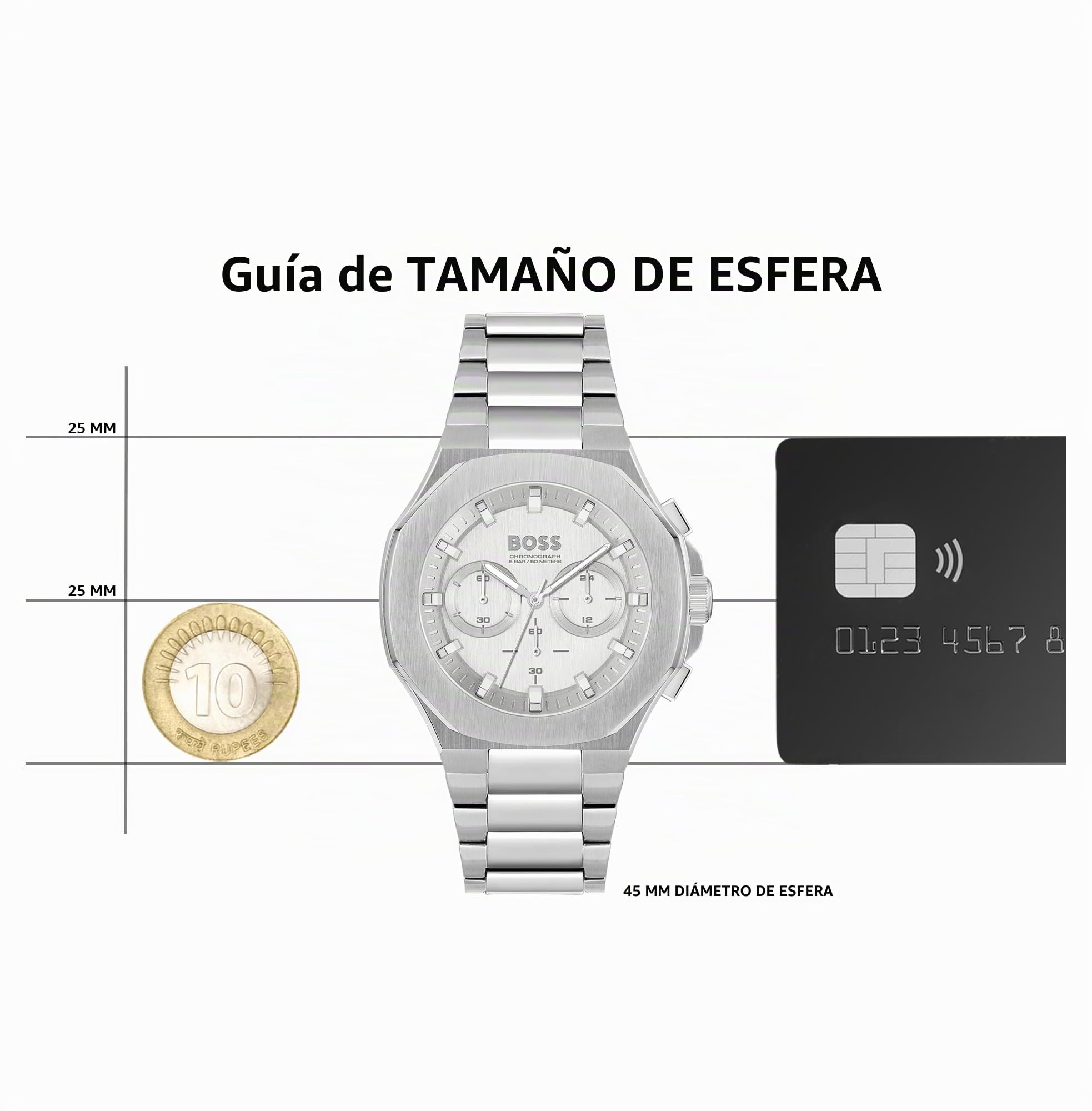 Boss Reloj Cronógrafo de Cuarzo para Hombre Colección Taper con Correa de Acero Inoxidable Plateada - 1514087