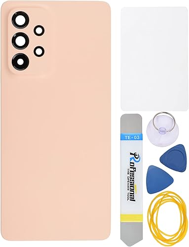 Tapa de plástico para panel trasero de repuesto para Samsung Galaxy A53 5G con marco de cámara trasera Cubierta de vidrio de cámara trasera Kit de