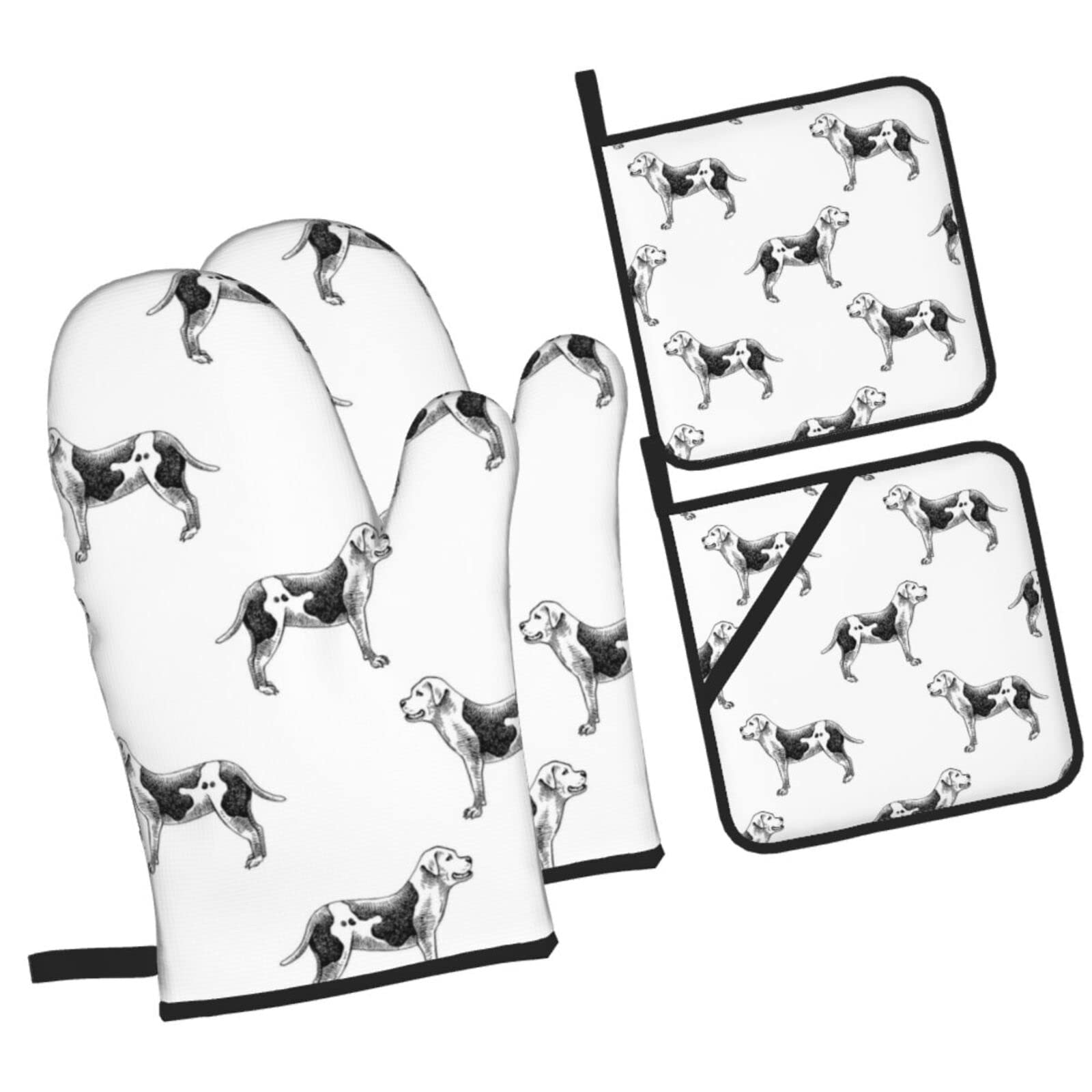 American Bulldogs Oven Mitts and Pot Holders Sets, Christmas Oven Mitt Kitchen Heat Resistant Non-Slip Pot Holders Set for Cooking Baking BBQ