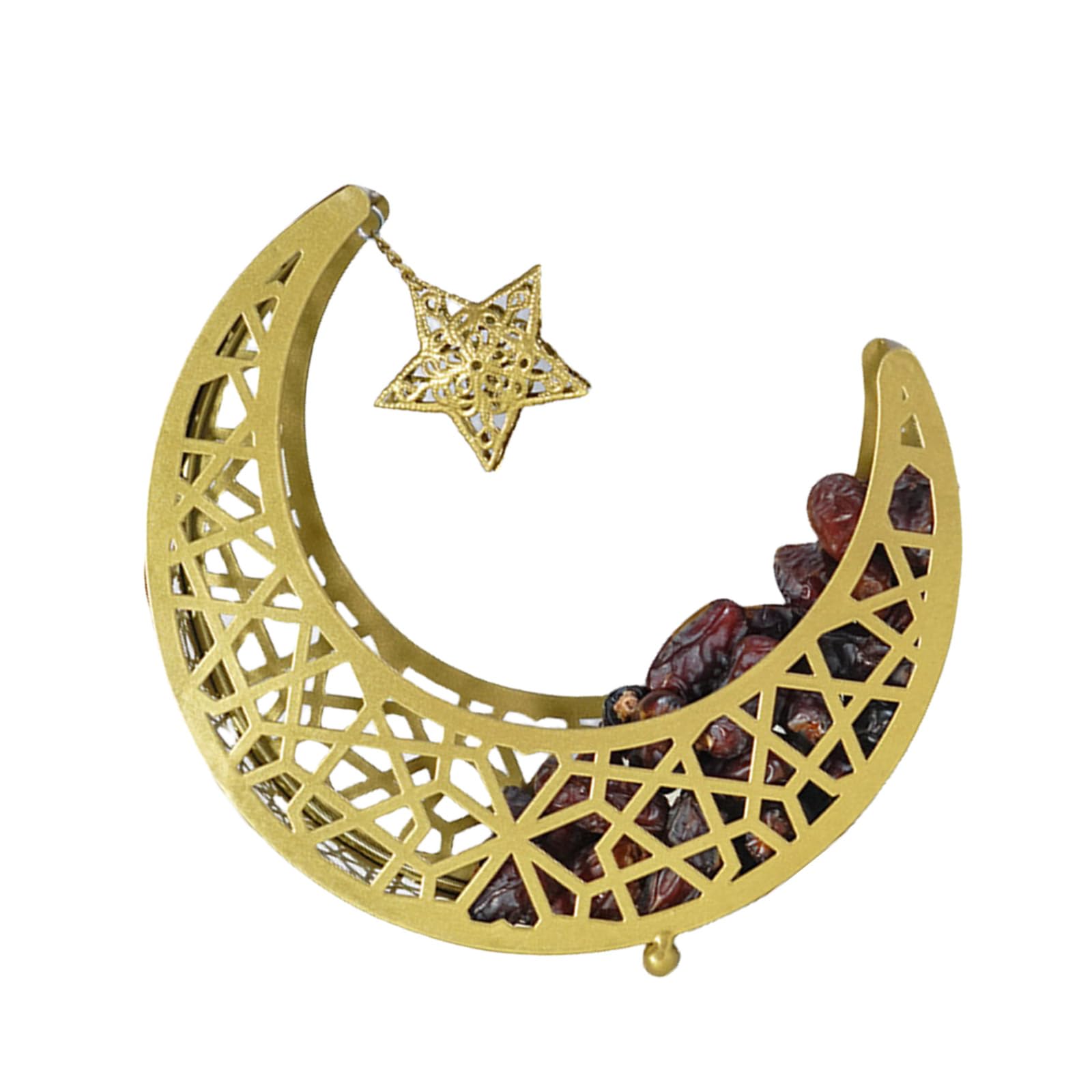 Jazuaiao Decorative Iron Shaped Tray Dessert and Pastries Serving Platter Cake Display Stand for Muslims Celebration Dessert Serving Platter