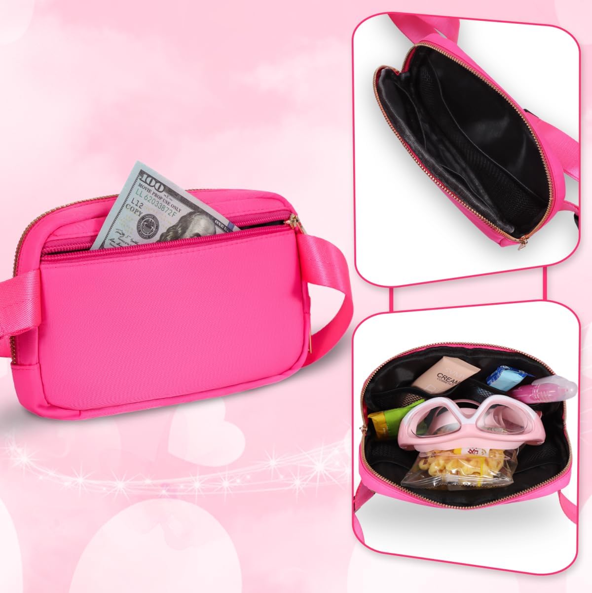 Fanny Pack For Girls Pink Kid Crossbody Bag Chenille L Letter Preppy Belt Bag, Christmas Birthday Graduation Gifts For Girl Teen Daughter Sister, Personalized Nylon Fanny Packs - Image 4