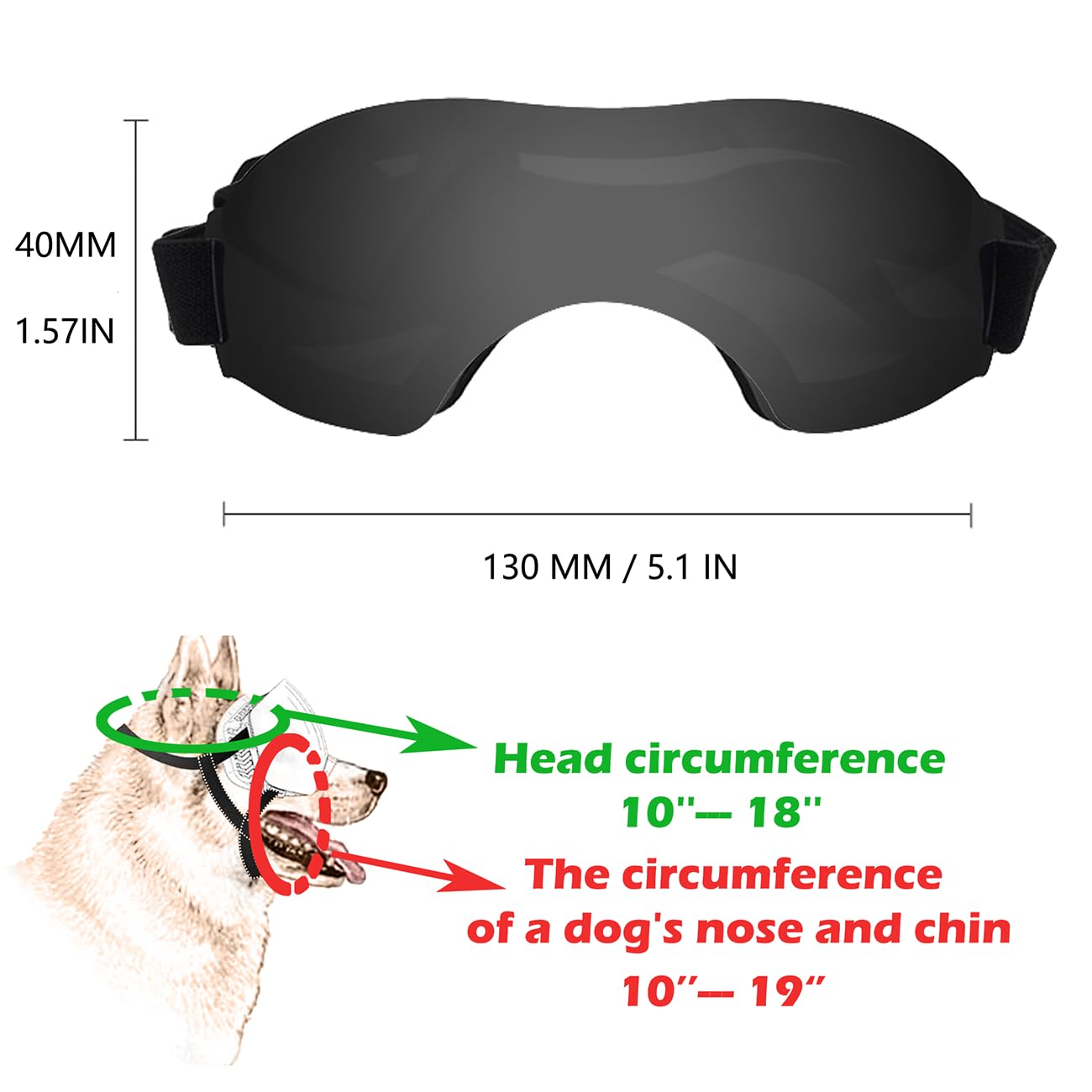 Comfort Canine Sunglasses - Medium Dog Goggles with Adjustable Strap, UV Protection for Dogs' Eyes, Smooth style-Black - Image 3
