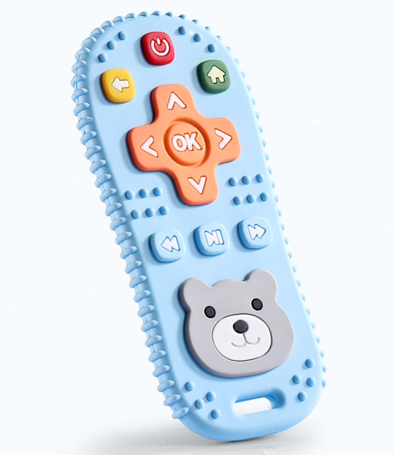 Intellibaby Premium Silicone Teddy Bear Remote Teether, Soft BPA-Free Teething Toy for Babies, Safe Gum-Relief Toy, Develops Biting Ability, Teether for 3 Months+ Toddlers, Gift for Babies (Blue)-image-15