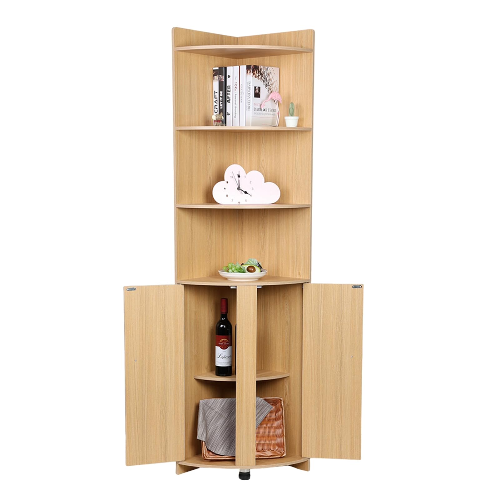 Meuble D'angle Salle De Bain Blanc - Armoire Triangulaire Avec étagère Réglable, 31,5x63x81 Cm