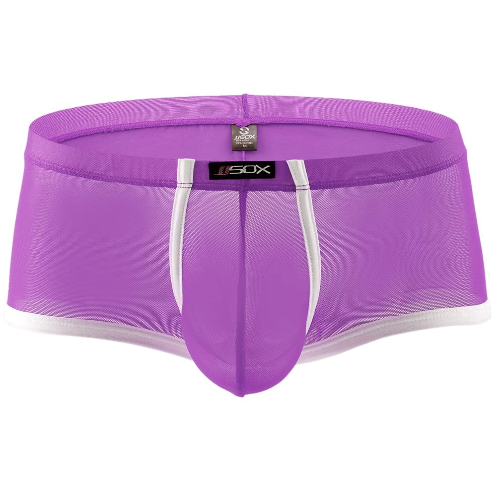 CSMARTE Men's Underwear Mesh Stripe Boxer Briefs Sexy Transparent Trunks