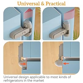 SAFELON 2 Pcs Baby Safety Fridge Lock, Child Proof Refrigerator Freezer Door Lock, Protect Refrigerators with Damaged Sealing Strips (Grey)