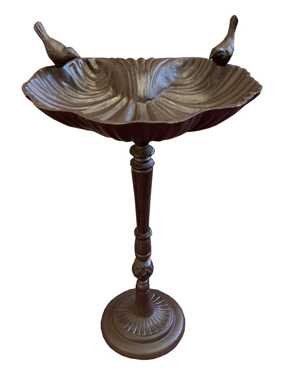 Selections Ornate Cast Iron Tall Wild Bird Bath Free Standing Bird Feeder with Ornamental Birds