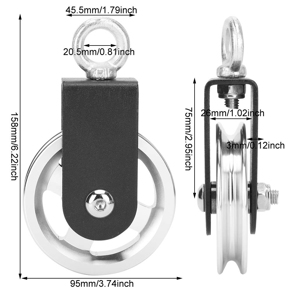 NDNCZDHC Support Pulley, 95mm Aluminium Alloy Pulley Portable Silent Hanging Wheel for Gym