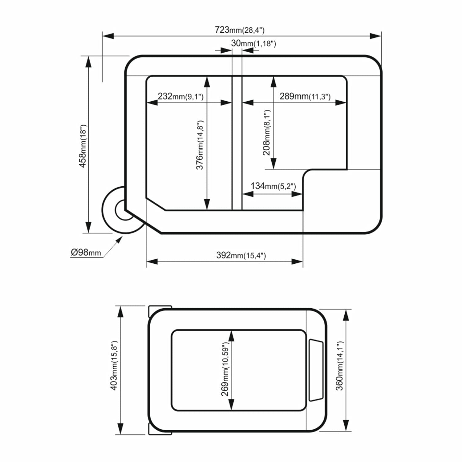 Yeticool TX50 Grey elektryczna lodówka kompresorowa, Dual-Zone, sterowanie aplikacją przez Bluetooth, 12/24 V i 230 V, do samochodu, ciężarówki, łodzi