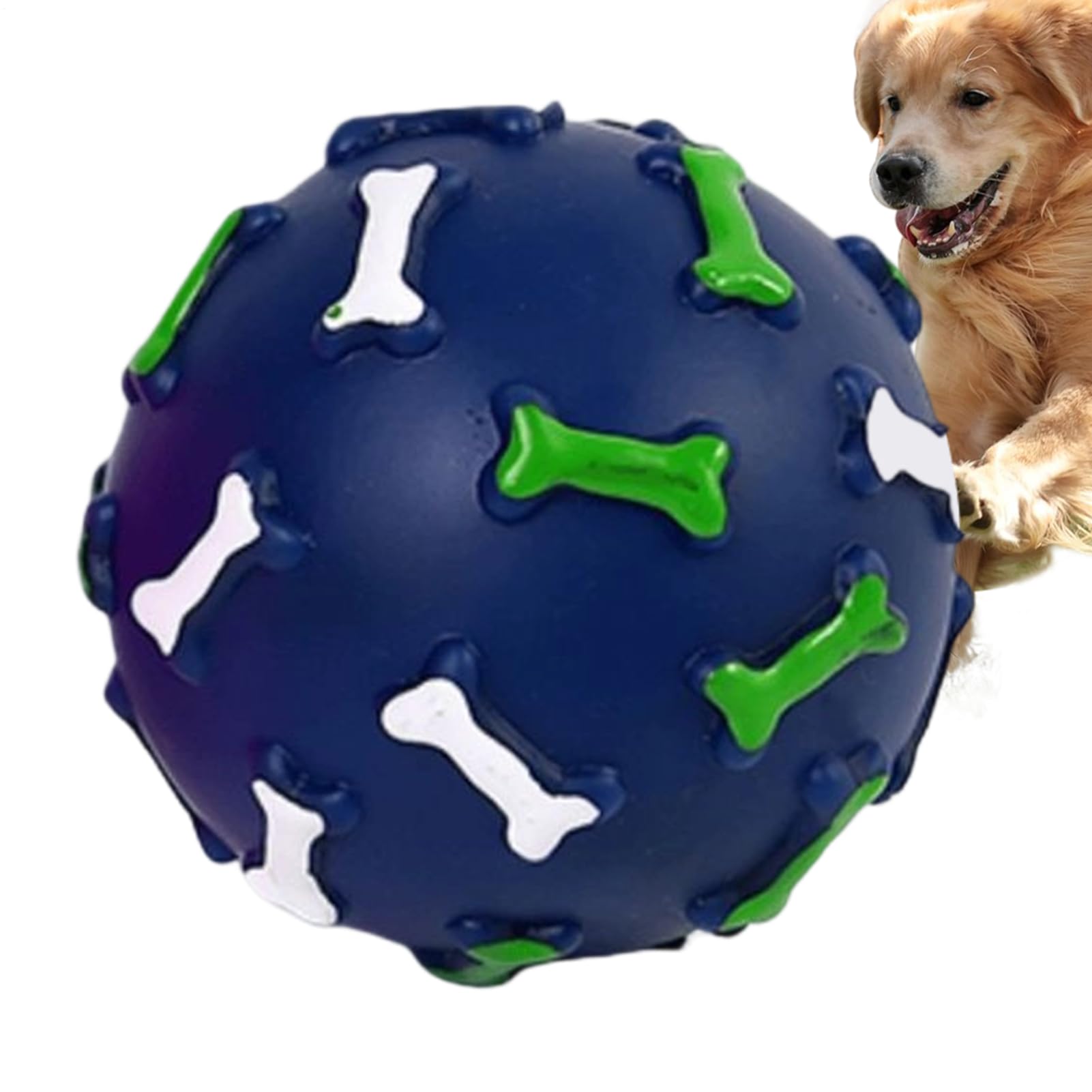 Squeaky Balls for Dogs | Bone Print Puppy Toy - Outdoor Dog Chew Toys | for Trainers Animal Lovers Apartment Bedroom Living Room Study Office Home Beach Park Garden Backyard