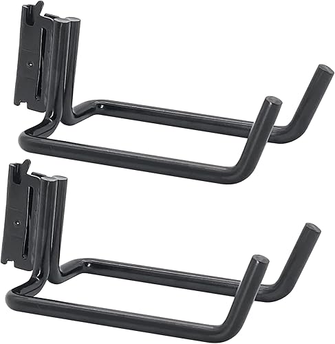 E-Track - Paquete de 2 ganchos para pala resistentes para almacenar herramientas de mango largo, gancho en J doble para herramientas de acero