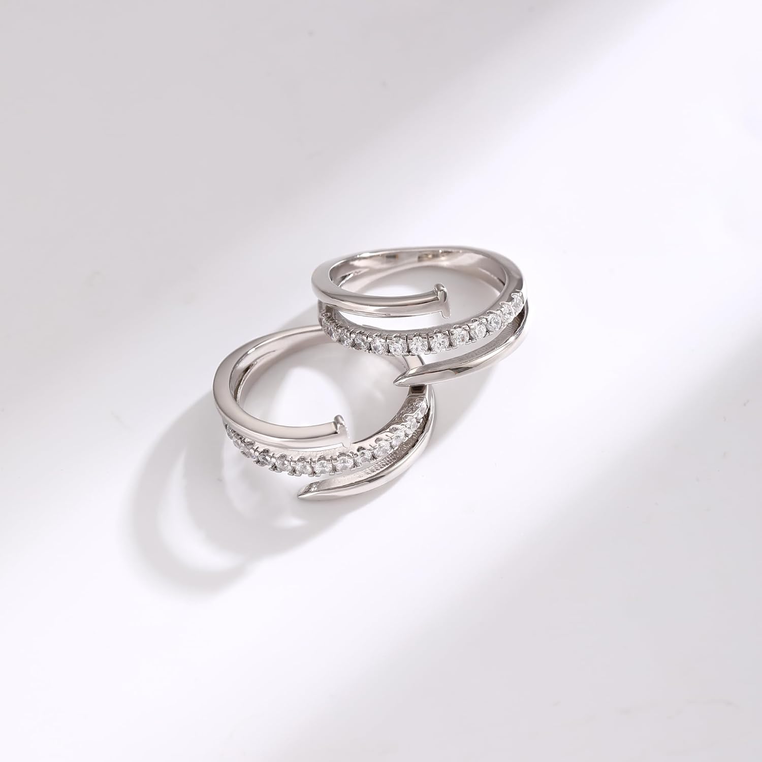 Fashion Stackable Rings for Women Silver Eternity Band Three Rows Rings Gifts for Her Mom Friend Size 5-10 - Image 6