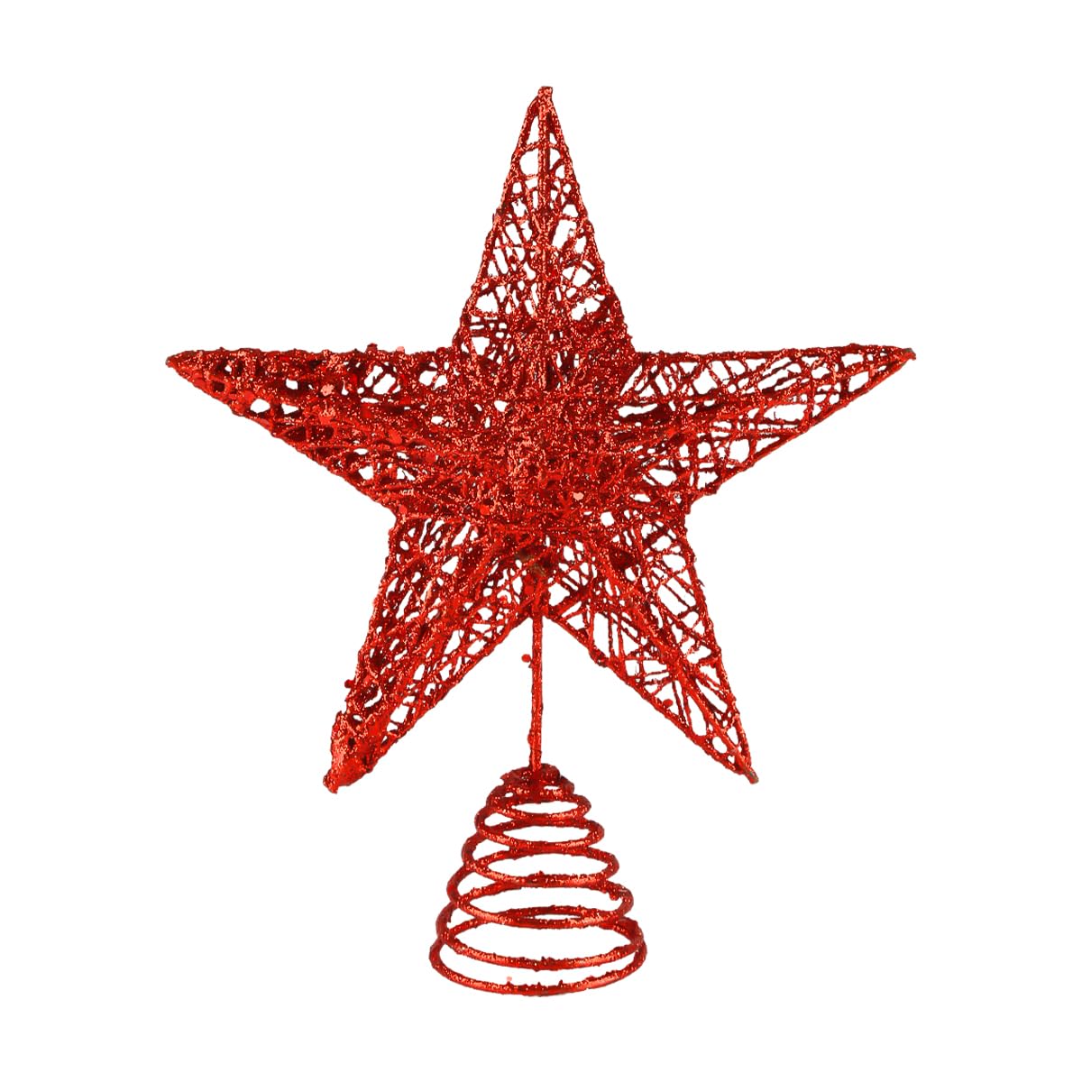 Lotsdonxia Red Glitter Star Christmas Tree Topper - 25Cm Festive Tree Top Decoration With Hollow Design, Classic Holiday Decor For Homes And Festive Celebrations