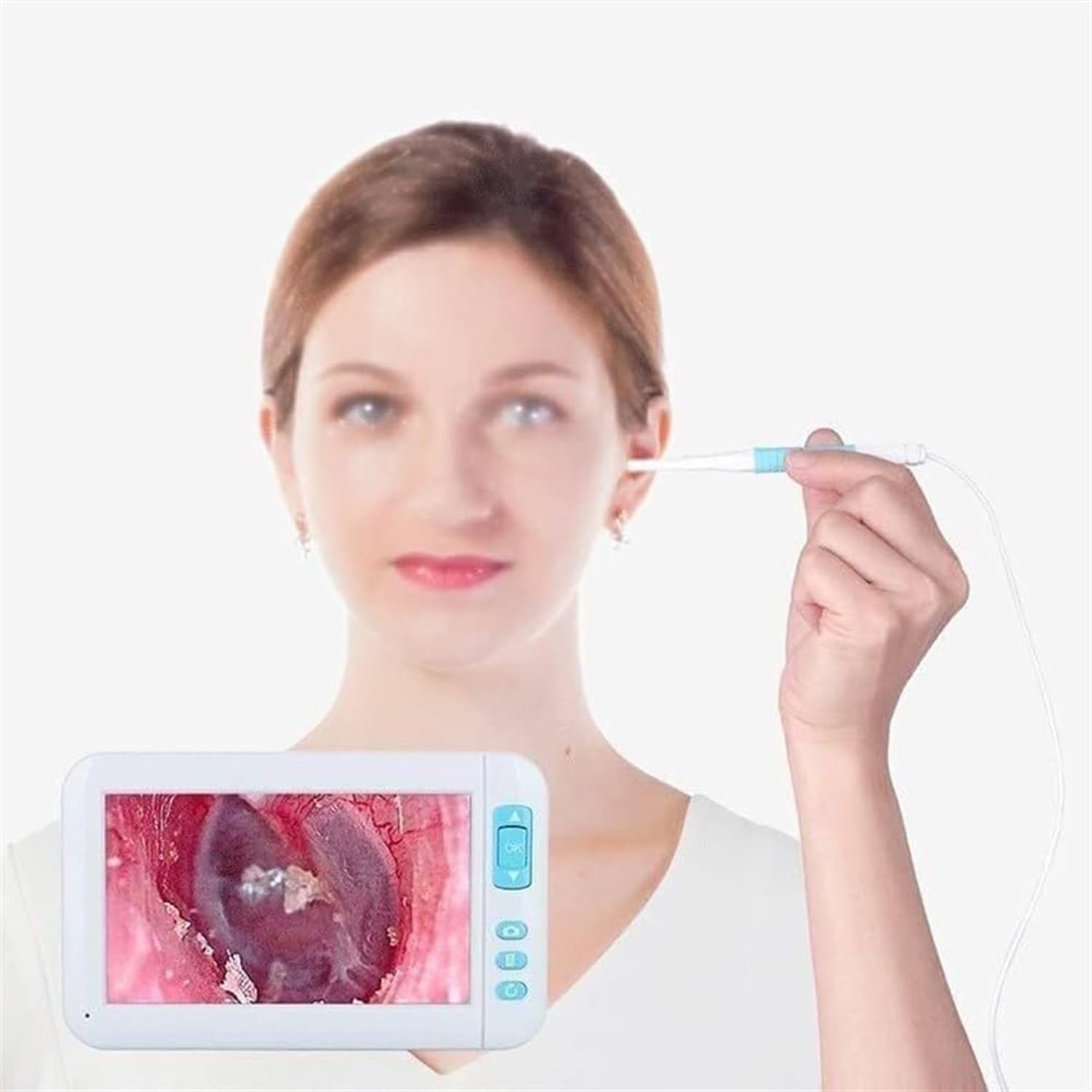 Cámara de oído con Pantalla, otoscopio con 6 Luces LED, cámara de eliminación de Cera de oído, Herramienta de eliminación de Cera de oído, protección de espéculos,3.9mm