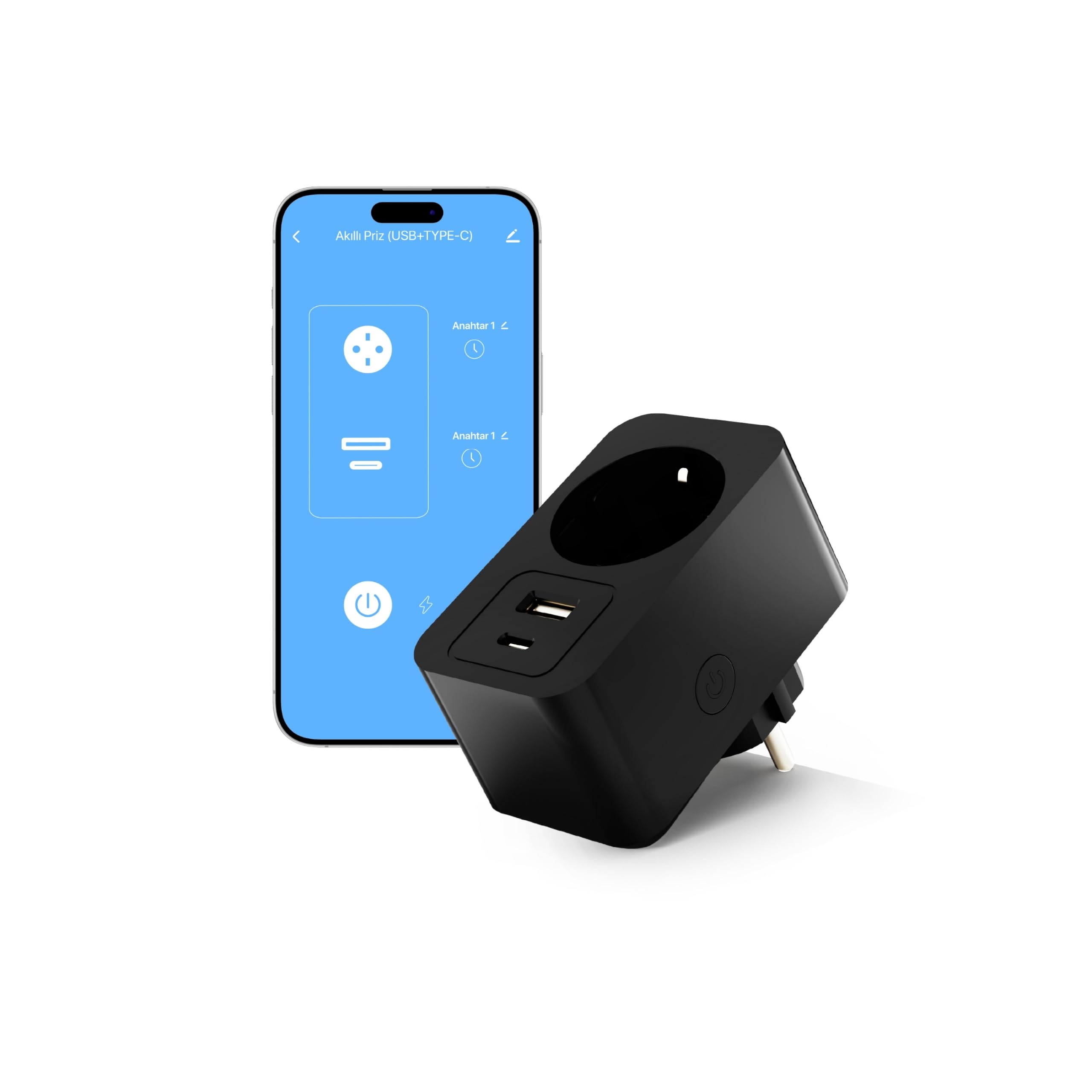 Şımart Akıllı Wi-fi Priz Usb Type-c Akım Korumalı Uzaktan Kontrol
