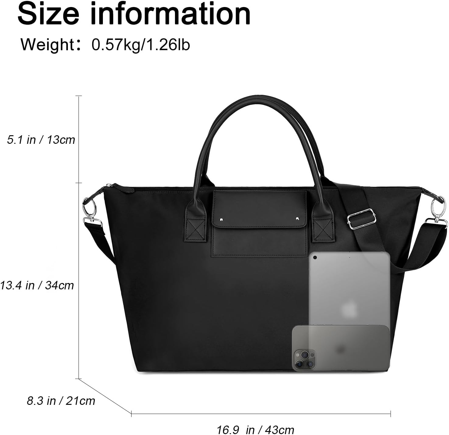 Gladdon Large Nylon Tote Bag for Women Zipper Travel Purses with Shoulder Strap